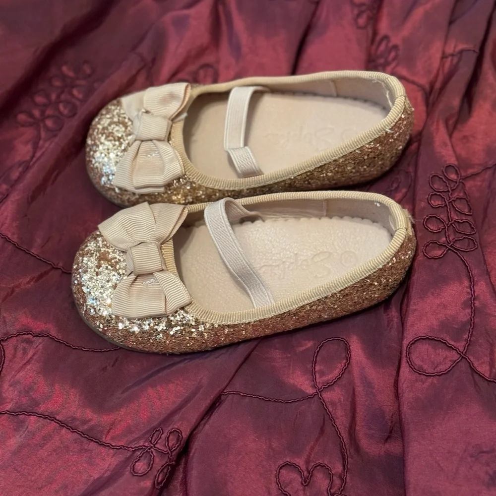 Sophie / Girl Champagne Glitter Bow Shoes Size 24 ( 7.5-8 USA)